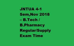JNTUA 4-1 Sem,Nov 2018 – B.Tech / B.Pharmacy Regular/Supply Exam Time Table 3